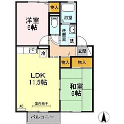 セジュール重本B 2LDKの間取図画像