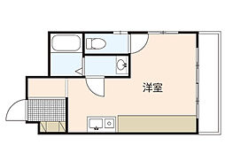 テスラービル ワンルームの間取図画像