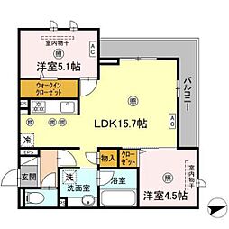 ミネット舟入南 2LDKの間取図画像