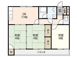コーポいしず 3DKの間取図画像