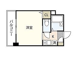 比治山エコテラス 1Kの間取図画像