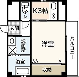 L-あまつはら 1Kの間取図画像