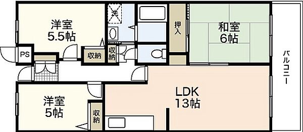 カーサ中筋 ｜広島県広島市安佐南区中筋2丁目(賃貸マンション3LDK・3階・65.02㎡)の写真 その2