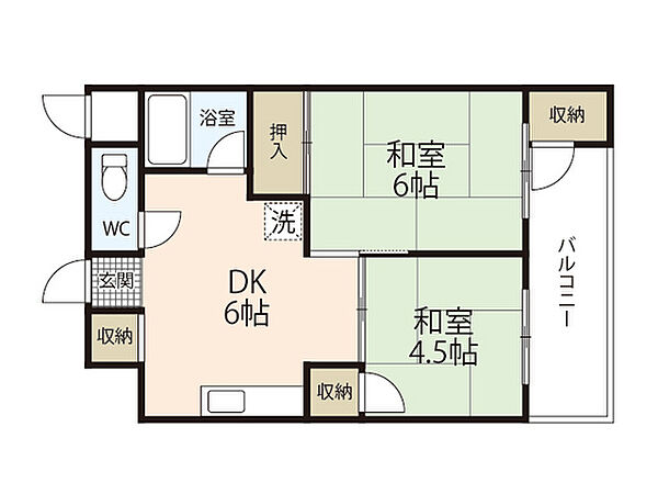 フドウ庚午ハイツ ｜広島県広島市西区庚午南2丁目(賃貸マンション2DK・5階・37.67㎡)の写真 その2