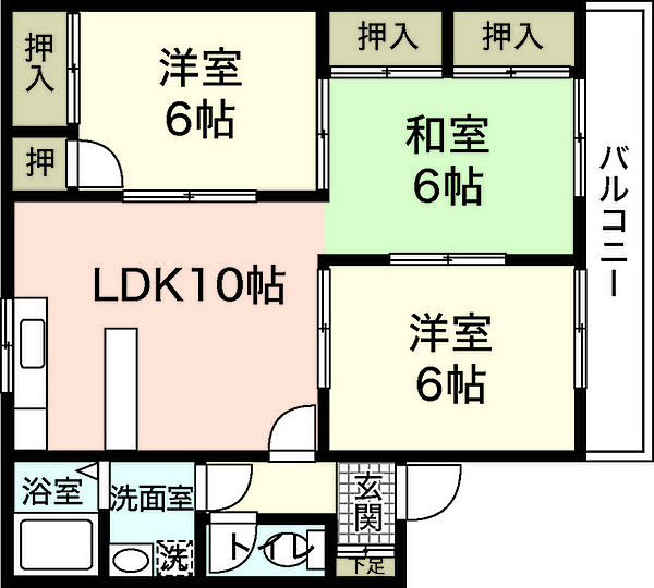 グランドールオキネ ｜広島県広島市佐伯区城山1丁目(賃貸アパート3LDK・1階・60.75㎡)の写真 その2