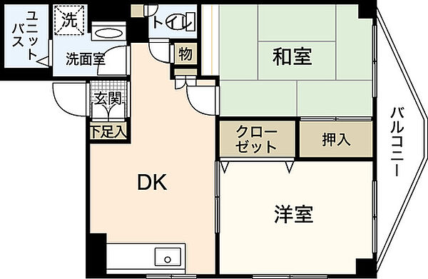 広島県広島市中区羽衣町(賃貸マンション2DK・2階・45.91㎡)の写真 その2