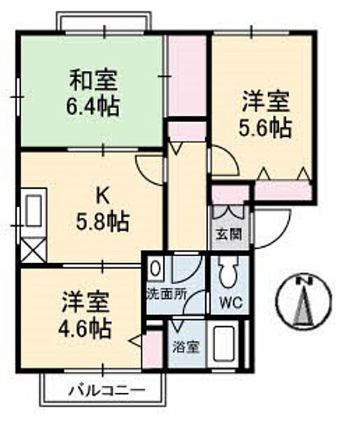 パークサイド・イズミ　Ａ号館 ｜広島県広島市安芸区矢野南1丁目(賃貸アパート3DK・2階・50.78㎡)の写真 その2