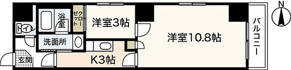 広島県広島市中区鉄砲町(賃貸マンション2K・6階・37.19㎡)の写真 その2