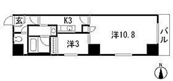 広島県広島市中区鉄砲町(賃貸マンション2K・9階・37.19㎡)の写真 その2