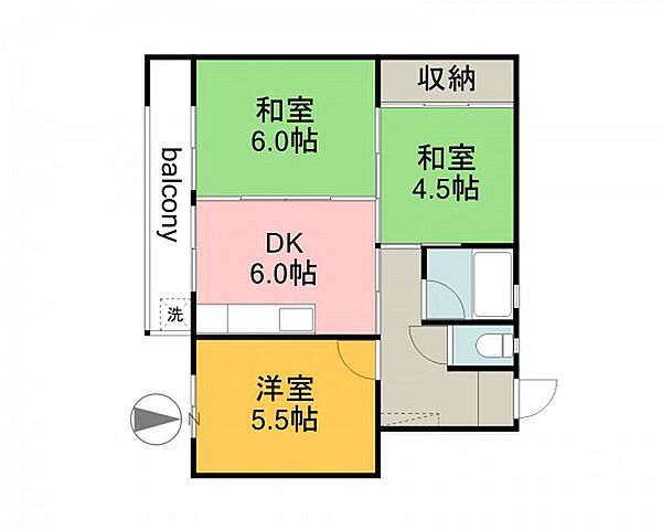 鈴が台団地分譲住宅B棟（鈴が台分譲住宅B棟） ｜広島県広島市西区井口鈴が台3丁目(賃貸マンション3DK・4階・57.27㎡)の写真 その2