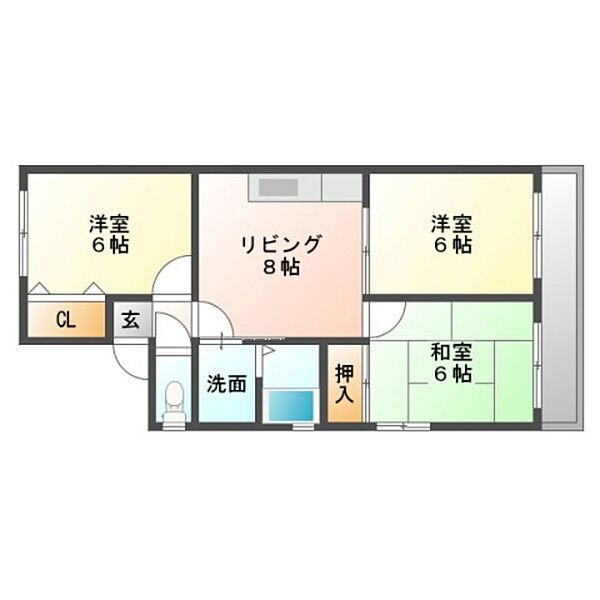 セジュール川内 ｜広島県広島市安佐南区川内5丁目(賃貸アパート3LDK・2階・57.00㎡)の写真 その2