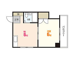 ロイヤルハウスみつみ 1DKの間取図画像