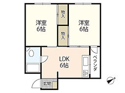 フェニックスビル 2DKの間取図画像