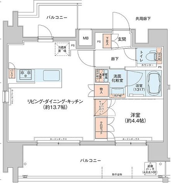 アジールコート新高円寺 ｜東京都杉並区梅里2丁目(賃貸マンション1LDK・9階・42.24㎡)の写真 その2