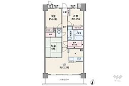 ライオンズマンション猪子石原 3SLDKの間取図画像