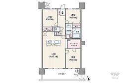 ユニーブルはなみずき通り 3LDKの間取図画像