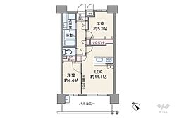 パルティール上社 2LDKの間取図画像