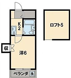 ブルーハイム駒岡 1Kの間取図画像