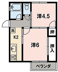 金子荘 2Kの間取図画像