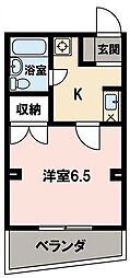 M2ハイム 1Kの間取図画像