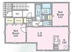 大根田ハイツ 2LDKの間取図画像