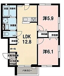 シャンス東寺尾中台2 2LDKの間取図画像