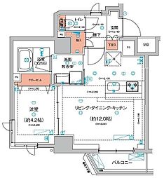 ハーモニーレジデンス東京羽田スカイブリッジ 1LDKの間取図画像