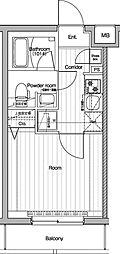 PREMIUMCUBE川崎 1Kの間取図画像