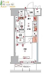 ハーモニーレジデンス横浜大通り公園EIRAKU 1Kの間取図画像
