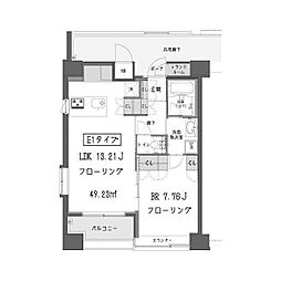 ガーデン蒲田 1LDKの間取図画像