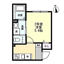 (仮称)伊勢町新築アパート 1Kの間取図画像