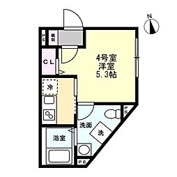 (仮称)伊勢町新築アパート 1Kの間取図画像