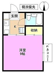 コーポ中御所 1階1Kの間取り