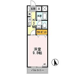 クレセントハウス七瀬 1Kの間取図画像