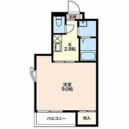 ベルメゾン若里S 1Kの間取図画像