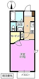 ビオトープ若里 1Kの間取図画像