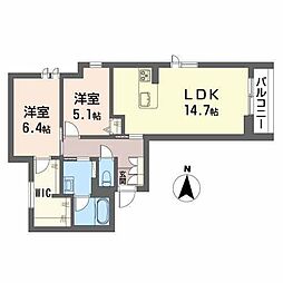 シャーメゾン・カルム 2LDKの間取図画像