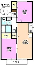 メゾングランパス 2LDKの間取図画像