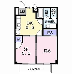 アメニティ大井 2DKの間取図画像