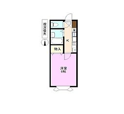 アパーテル南石堂C・D 1Kの間取図画像