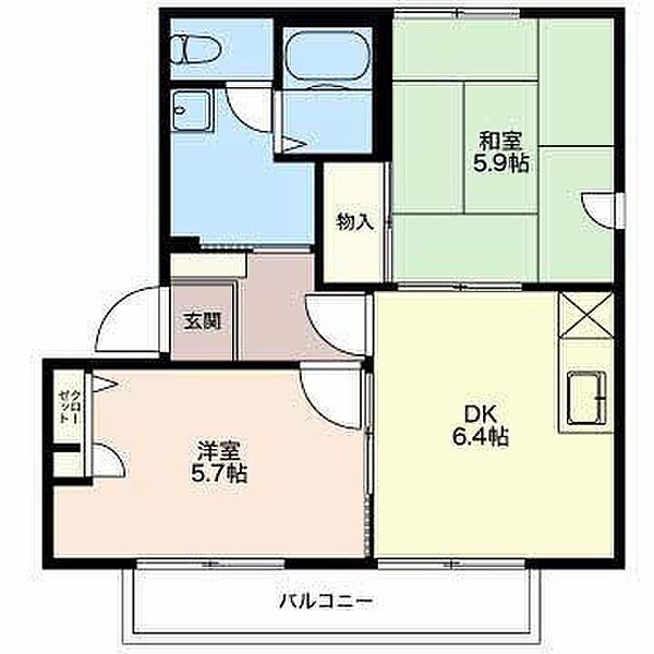 アップルガーデン ｜長野県長野市上松 1丁目(賃貸アパート2DK・2階・42.80㎡)の写真 その2