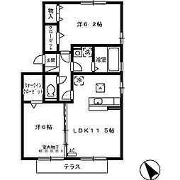 ハピーハイツATOM 2LDKの間取図画像