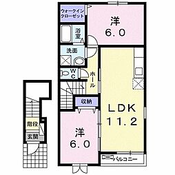プレズィール 2LDKの間取図画像