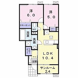 ファミーユカンパーニュ 2LDKの間取図画像