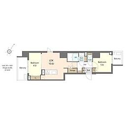 S-RESIDENCE浅草diverse 2LDKの間取図画像