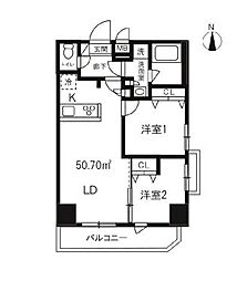 東京メトロ日比谷線 入谷駅 徒歩5分の賃貸マンション 14階2LDKの間取り