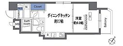 都営新宿線 森下駅 徒歩5分の賃貸マンション 2階1DKの間取り