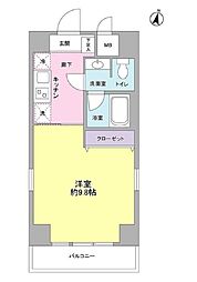 池之端加茂ビルA 603 6階1Kの間取り