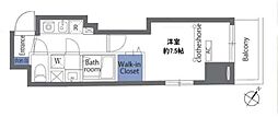 都営新宿線 森下駅 徒歩5分の賃貸マンション 6階1Kの間取り
