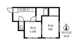 JR山手線 日暮里駅 徒歩7分の賃貸マンション 2階2Kの間取り